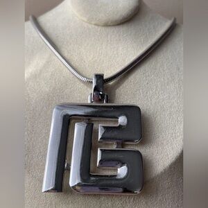 Balmain Silver B Logo Pendant Necklace